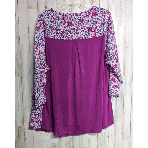 Lane Bryant 18 20 Top 2X Multicolor Colorful Pink Geometric - Picture 6 of 7